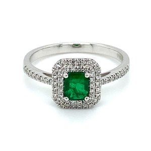 Certified Emerald .75ct Diamonds Platinum Ring